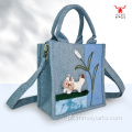 Bolsa Crossbody portátil Cat Patchwork com design moderno